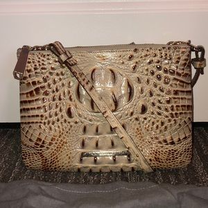 Brahmin Two Compartment Beige Tan Crossbody